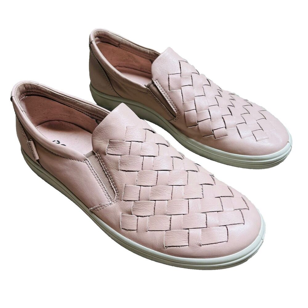 Ecco Women's Woven Slip-On Flats in Light Pink